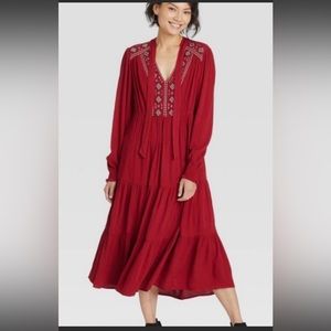 Knox rose red embroidered dress